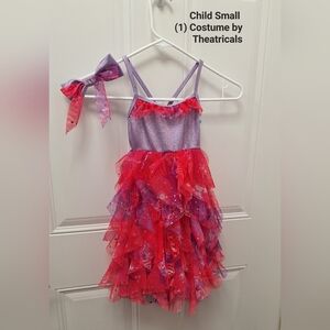 Sparkling Purple and Red Ruffle Dance Costume